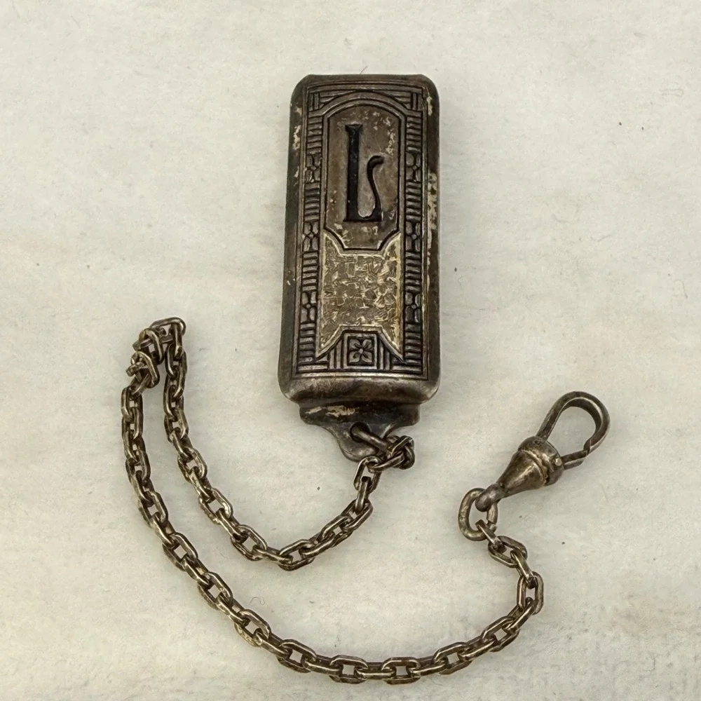 Vintage Hickok Beltogram Watch Chain Fob Silver Tone
